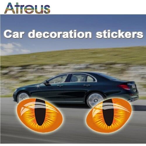 Atreus 2X 3D Cat eye car window stickers for Toyota Corolla Avensis Seat Leon Jeep Fiat Skoda Fabia Rapid Renault Captur Duster