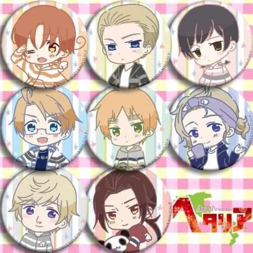 8pcs Japan Hetalia: Axis Powers Comics Badges Cartoon Pin Cosplay Badge Brooch Pin for Backpack Bags Collection Accessories