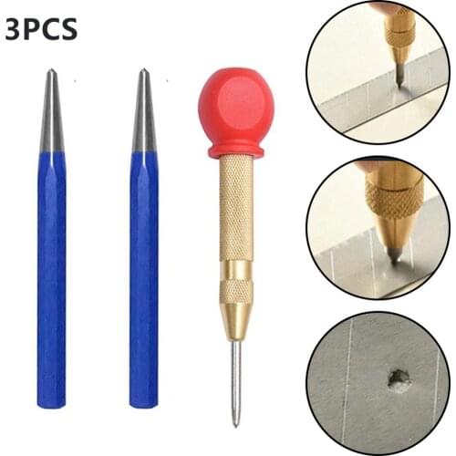 3pcs Automatic HSS Center Punch Tool Locator For Wood Fiberboard Plywood