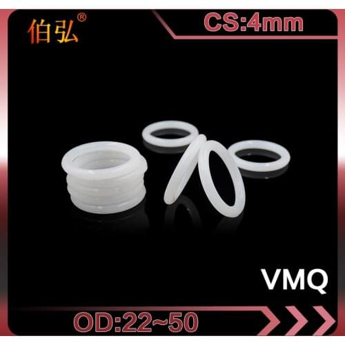 White Silicon Ring 5PCS/lot Silicone/VMQ O-Ring CS4mm OD22/26/28/30/32/35/38/40/42/45/48/50mm Rubber O Ring Seal Gaskets Washer