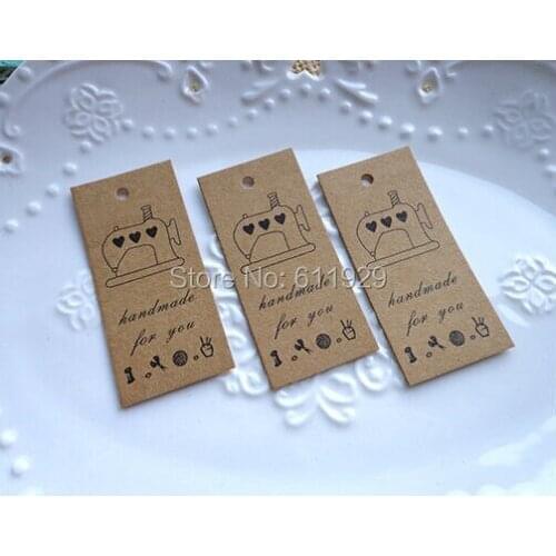 Free shipping wholesales retro "hand made" kraft paper tags 2.6x5.7cm/DIY gift baking price tag/decorated card 200 pcs a lot