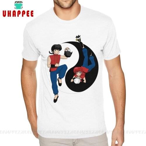 Cheap Custom Ranma 1 2 Nibun-no-Ichi Tee Shirt Men Plus Size Short Sleeved Soft Cotton White Crew Tee Shirts