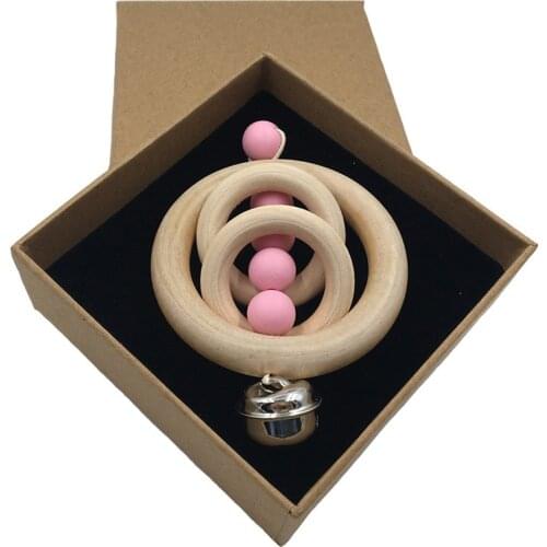 Kids Wooden Rings Beads Rattles Toys Newborn Beech Teether Toy Baby Gifts Toddler Rattles Play Gym Montessori Stroller Toys