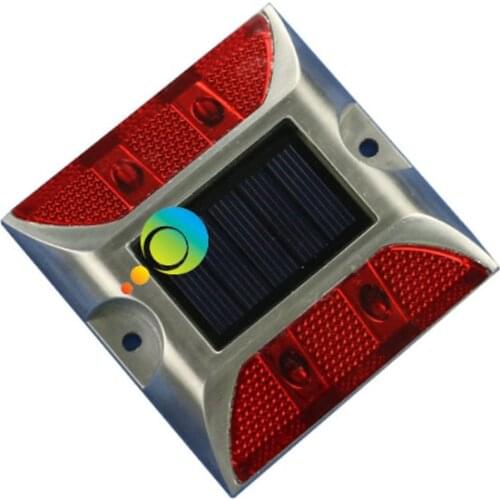 Dual side steady mode aluminum driveway markers cat eyes Red LED 3M reflector solar wired road stud