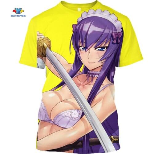 SONSPEE 3d Printing Sexy Cute Girl School Of Death Harajuku Streetwear Men Ladies Fashion Short Sleeve T-shirt Anime Game Top