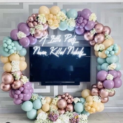 137pcs Macaron Purple Blue Balloon Garland Arch Kit Chrome Rose Gold Balloon For Wedding Baby Shower Birthday Party Decorations