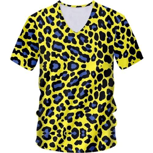 IFPD EU Size Hot Sale V-neck TShirt Man New Short Sleeve Leopard Spot 3D Tee Shirt Print Streetwear 6XL Costume Unisex T-shirt