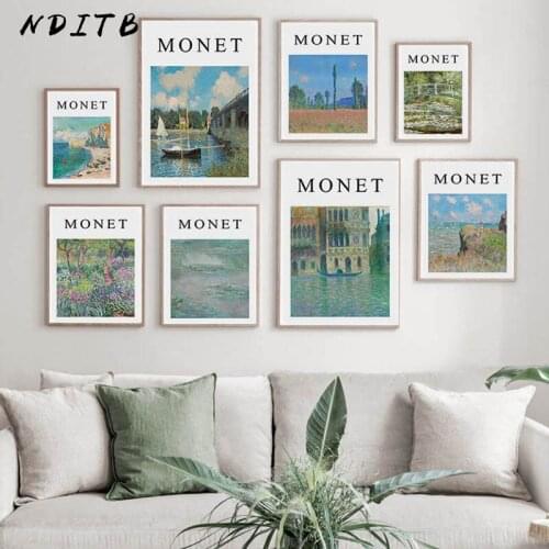 Claude Monet Artwork Exhibition Vintage Poster Abstract Landscape Classic Art Painting Canvas Print Room Wall Decoration Picture