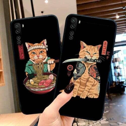 Kawaii Neko Ramen Japan Samurai Cat Phone Case For OPPO Realme 6 Pro XT Realme C3 5 Pro C2 RENO2-Z A11X