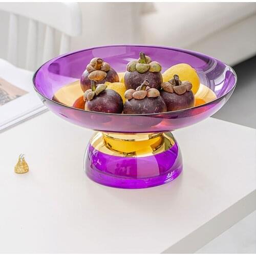 Chinese Furniture Light Luxury Net Red Fruit Tray Ornaments Home Living Room Glass Dried Fruit Snack Tray Glass Creative Modern