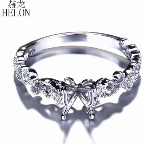 HELON 5-6mm Round Cut 925 Sterling Silver Natural Diamonds Semi Mount Engagement Weddding Ring Women Trendy Fine Jewelry ring