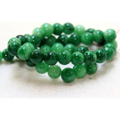 Natural white stone round beads AAA+ Dye Green Pattern For Jewelry Making DIY Bracelet Necklace 8 mm Strand 15