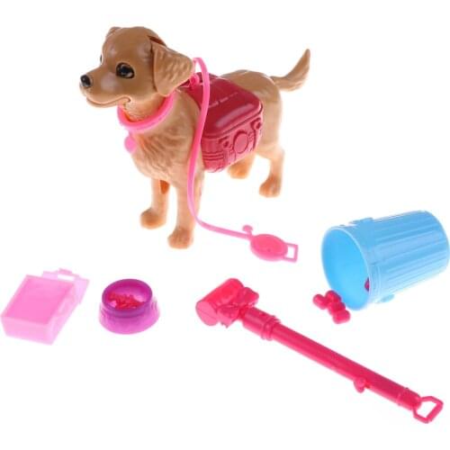 1:6 Doll Play House Early Education Doll House Accessories Plastic Dog Food Bones Outside Puppet Toy Dog Pet Sets For Barbie Ken