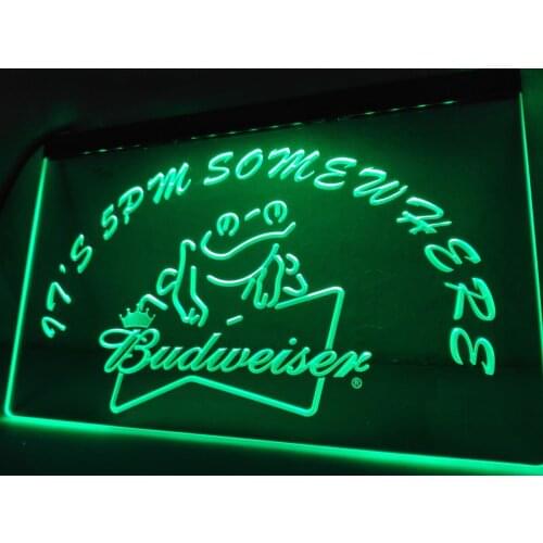 LA416- Its 5 pm Somewhere budweiser Frog Neon Sign home decor crafts