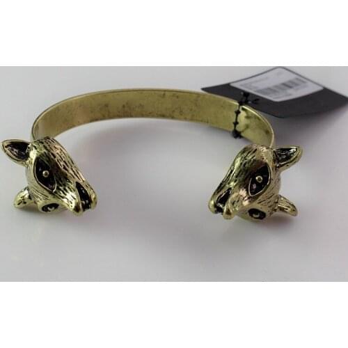 Fashion costume jewelry accessories items vintage metal wolf head bangle cuff bracelet