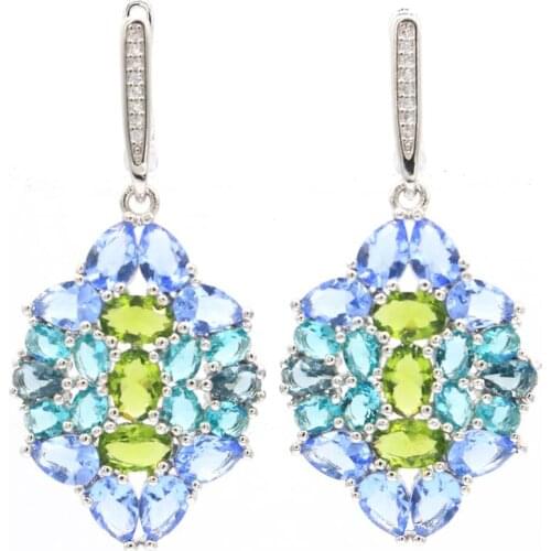 21x11mm Highly Recommend Created Pink Tourmaline Zircon For Women Silver Earrings Wholesale Drop Shipping