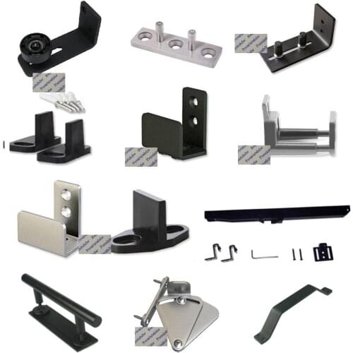 Matte Black Sliding Barn Door Wall Floor Mount Guide Guider Roller Wheel Pull Corner Clasp Latch Lock Pocket Slide Door Damper