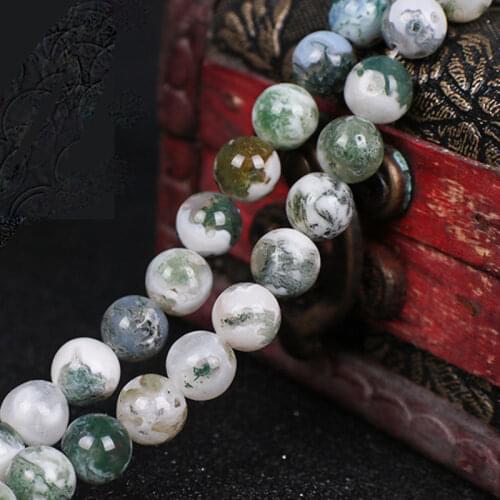 Natural Beads Moss Tree Agates Stone Round Beads For Jewelry Making Strand 15" DIY Bracelet Jewelry Accessorries Loose Beads
