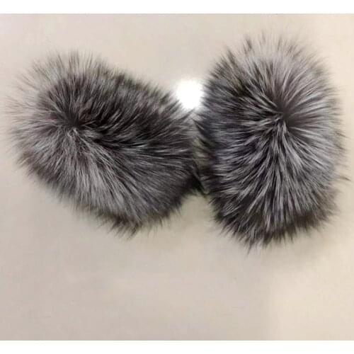 New 100% Real Fox Fur Cuffs Winter Genuine Women Warm Bracelet Hand Wear Wristband Arm Warmer Lady Natural Silver Fox Fur Sleeve