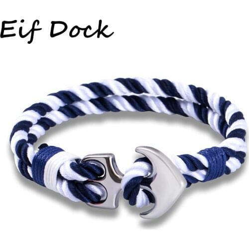 New Hot Stainless Steel Anchor Bracelets Men Nautical Survival Rope Chain Paracord Bracelet Male Wrap Metal Sport Hooks Eif Dock