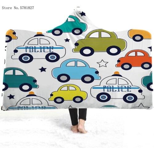 Car Sailboat Hooded Blanket Motorcycle Bike Truck Fleece Blanket Cartoon Transportation Wearable Blanket Home Throw Blanket
