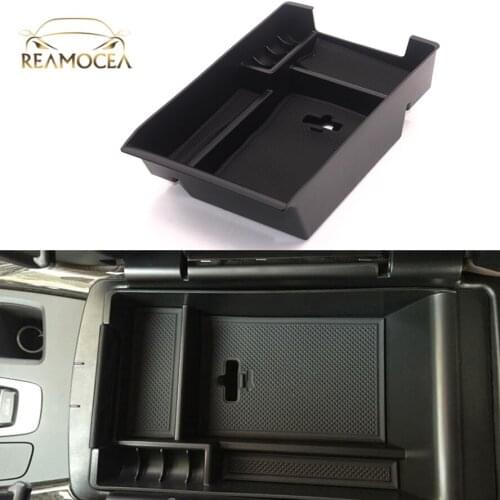 Reamocea Car Interior Armrest Black Storage Box Secondary Storage Tray Glove Holder Fit for BMW X5 F15 X6 F16 2014 2015 2016