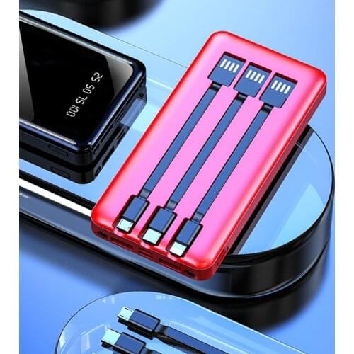 20000mAh 10000mAh Power Bank Portable Charger For iPhone Samsung External Battery Bank with Cable Powerbank LED Light Poverbank