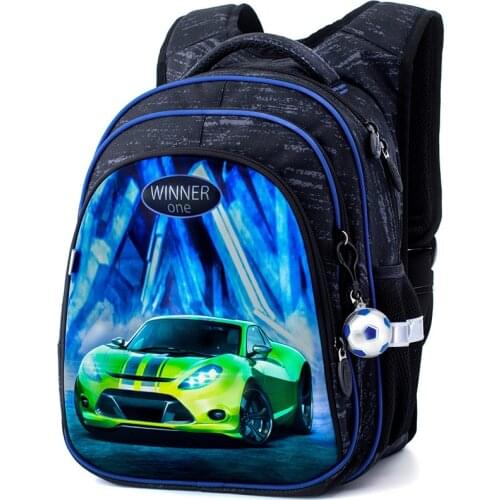 Winner one New Primary School Backpacks Boys Orthopedic 3D Car Backpack Children School Bags Kids Satchel Knapsack Mochila