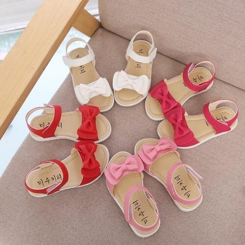 New Summer Sandals Bow-tie Children Shoes Girls Sandals Baby Korean Party Princess Soft Beach Kids Shoes Solid for 2-8 Years Old