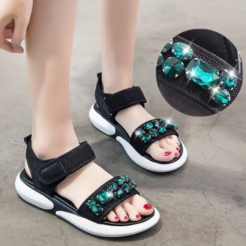 Sports Sandals Female Fairy Style 2021 Summer New Soft Bottom Outer Wear All-Match Casual Fashion Flat Rhinestone Womens Shoes