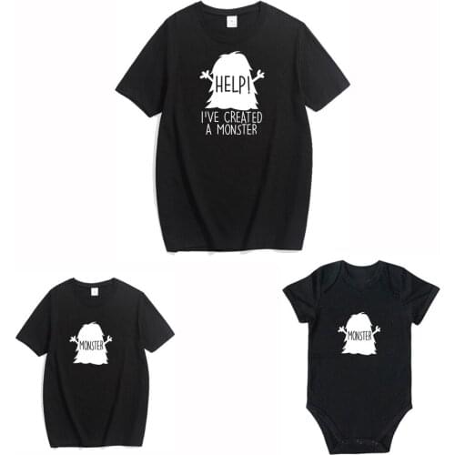 Family Look New Father Son Boys Kids T Shirts Cartoons Print Family Matching Outfits Letter Matching Clothes Short Sleeve Tops