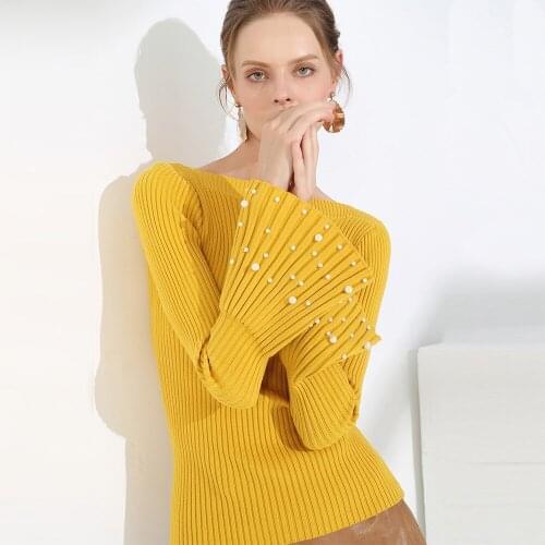 Jumper Top New Arrival Feminino Poncho Thick Sleeve One Sweater 2018 Autumn And Winter Pearl Rendering Pullover Korean