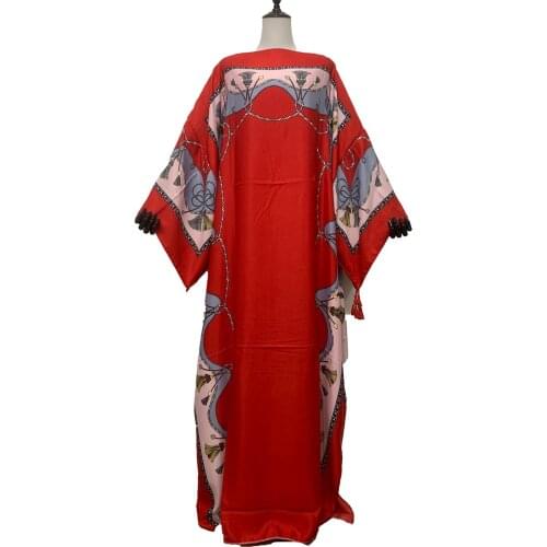 Malaysia Traditional Popular Muslim Women Cotton Maxi Dresses Free Size Autumn Winter Batwing Long Sleeve Kaftan Robe Gowns