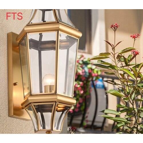 Outdoor wall light waterproof European style copper balcony wall lamp garden lamp aisle corridor lamp outdoor garden lamp