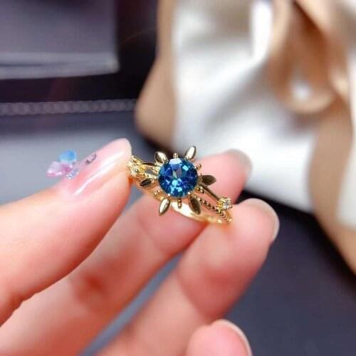 High-quality Bule Topza Super Flash Ring Real 925 Silver Fine Fashion Charming Jewelry for Women Free Shipping MeibaPJFS