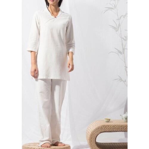 Top quality cotton&linen yoga suits women tai chi kung fu uniforms meditation lay clothing zen clothes