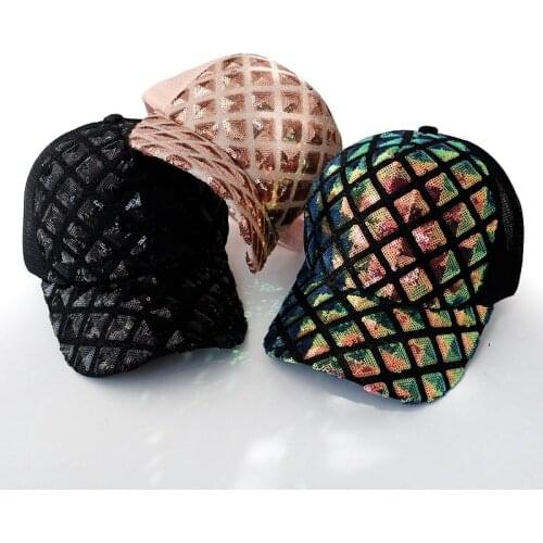 Unisex Visors Hat Sequins Rhinestone Baseball Cap Sun Hat Casual Breathable Mesh Sunscreen Sun Hat (4 Colours)
