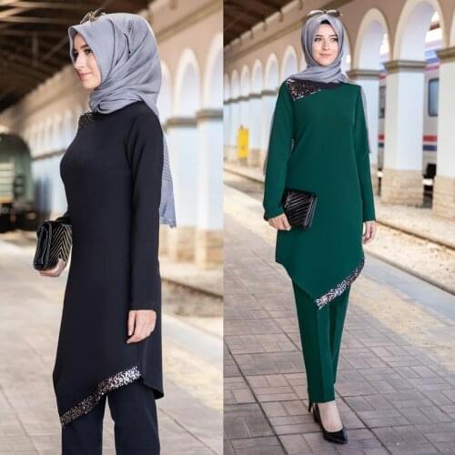 Eid Abaya Turkey Muslim Hijab Kaftan Dubai Set Caftan Turkish Islamic Clothing Ramadan Dresses For Women Ropa Suit M ~ 4XL