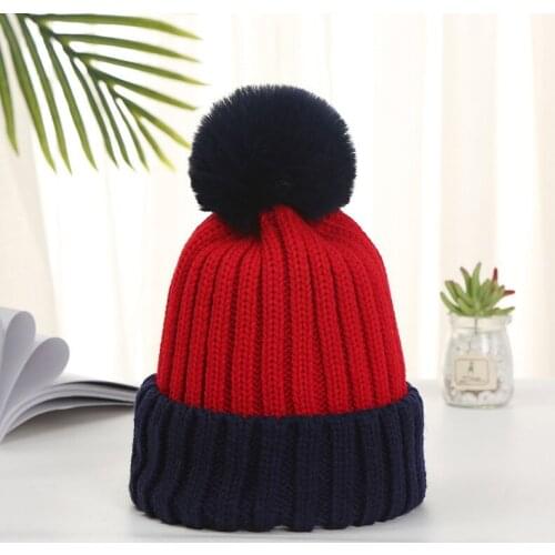 Winter Warm Faux Fuzzy Fur Knitted Hat Pom Pompom Beanie Soft Ski Cap Hat Skullies Bonnet for Women Kpop Style Streetwear