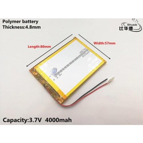 1pcs/lot Good Qulity 3.7V,4000mAH,485780 Polymer lithium ion / Li-ion battery for TOY,POWER BANK,GPS,mp3,mp4