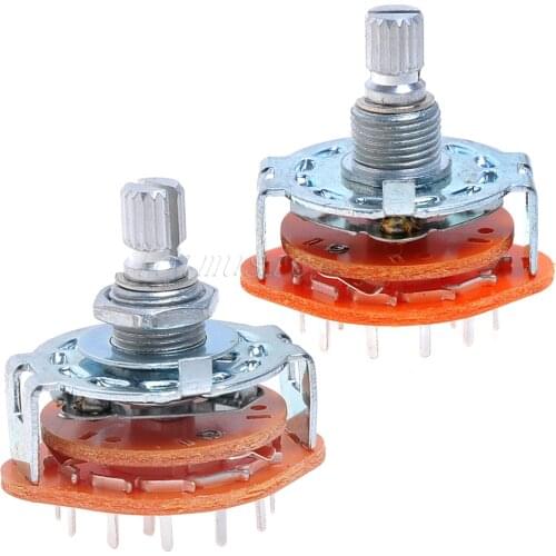 1pc Rotary Switch Selector 2-Pole 6-Position+ 1pc 4 Way Guitar Amplifier Rotary Switch
