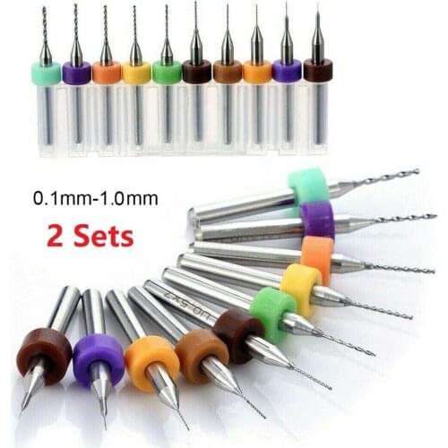 20PCS 0.1-1.0mm Mini PCB Drill Bits Set Circuit Micro Mini Board Print Carbide Hard Alloy PCB Drill Bit Step Drill Hot