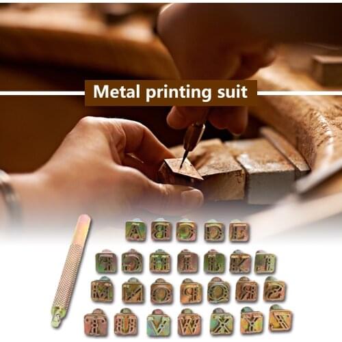 26 Stamps Zinc Alloy English Letters Stamping Symbol Set Leather Decoration Marking Punching Tools DIY Leather Craft Tools