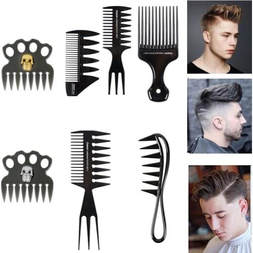 6pcs Oil Hair Comb Wide Tooth Hairdressing Combs Multifunctional Hair Design Hair Detangler Comb Makeup Barber Tool Set