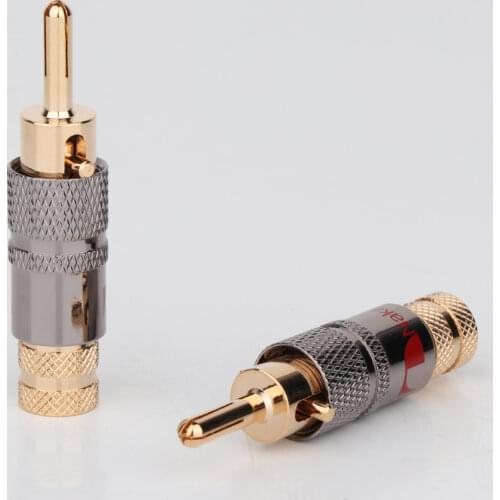 Yter High Quality BA1457 Brass Nakamichi Banana Plug With Lock Red And White Speaker Amplifier Connector For DIY Speaker Cable