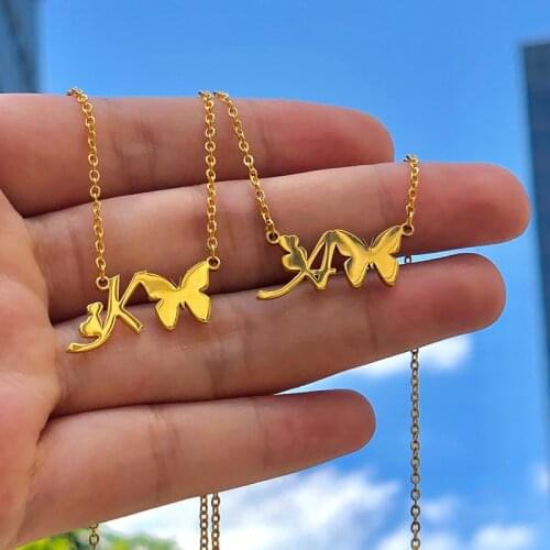 Butterfly Initial Necklace For Women Stainless Steel Gold Chain A-Z Letter Necklace Pendant Bijoux Femme 2020 Boho Jewelry Gift