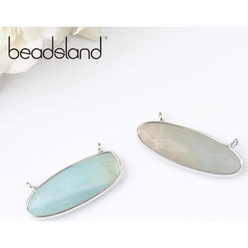 Beadsland Double Suspension Cliver Bordered Natural Stone Pendant For DIY Necklace Woman Girl Gift 40421