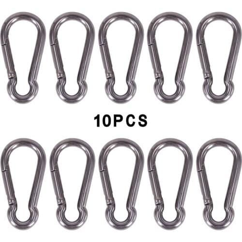 10pcs Sliver Aluminum Alloy D Carabiner Outdoor Spring Snap Clip Hooks Keychain Climbing Camping Hiking Carabiner Hooks