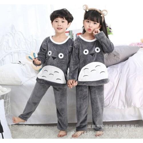 Kids Christmas Coral Velvet Pyjamas Set Pajamas For Girls Winter Warm Flannel Long Sleeved Sleepwear Suit Boys New Year Homewear