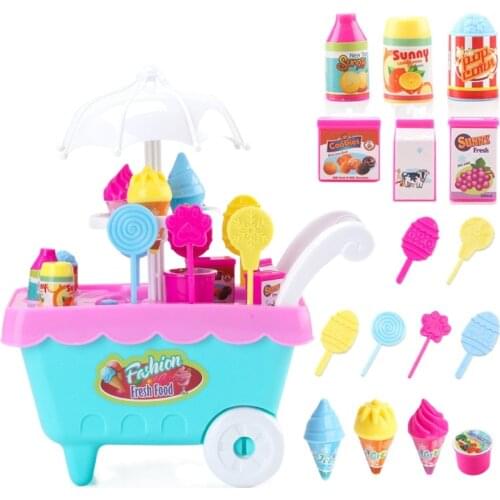 25 Pcs New Style Childrens Cart Candy Ice Cream Truck Puzzle DIY Play House Set Toys Ice Cream Cart Toy Chrismas Gift